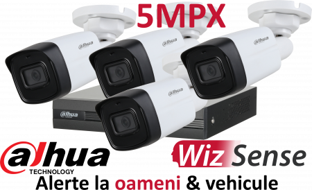 Kit DAHUA supraveghere video inteligenta HD exterior Pro ve04a5_cvi 5Megapixeli, lumina IR max.80m, cu microfoane