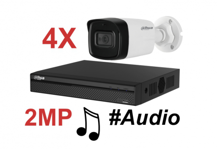 Kit DAHUA supraveghere video inteligenta HD exterior Pro ve04FHD_A 2Megapixeli, audio